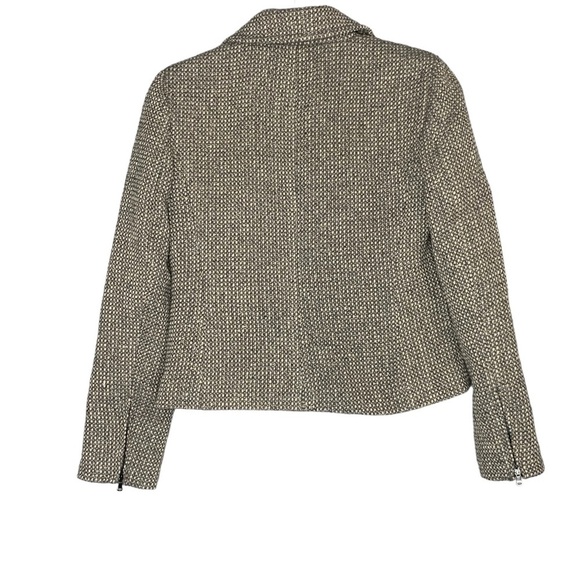 Talbots gray and cream tweed wool blend moto‎ jacket. Size 4 - Picture 2 of 11